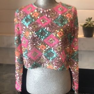 Zara Sequin cropped Top